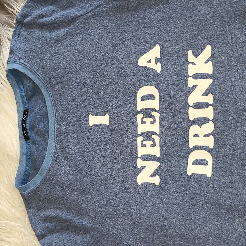 Wildfox Blue Sweatshirt with White Text - Picture 2 of 7